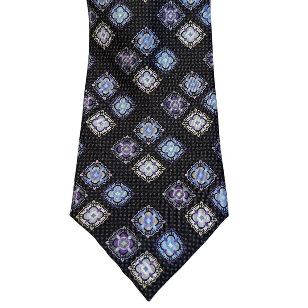 Daniel Cremieux Black Diamond Print Silk Tie Mantero Como Italy Collection NWT